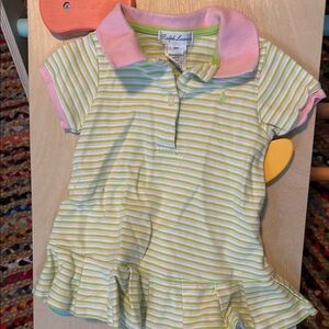 Ralph Lauren baby Striped Polo dress- Green and Pink